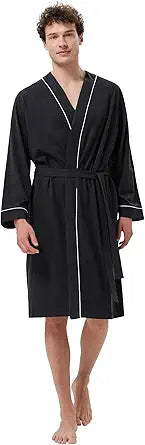 SIORO Men's Cotton Robe Lightweight Soft Kimono Bathrobe M-XXL