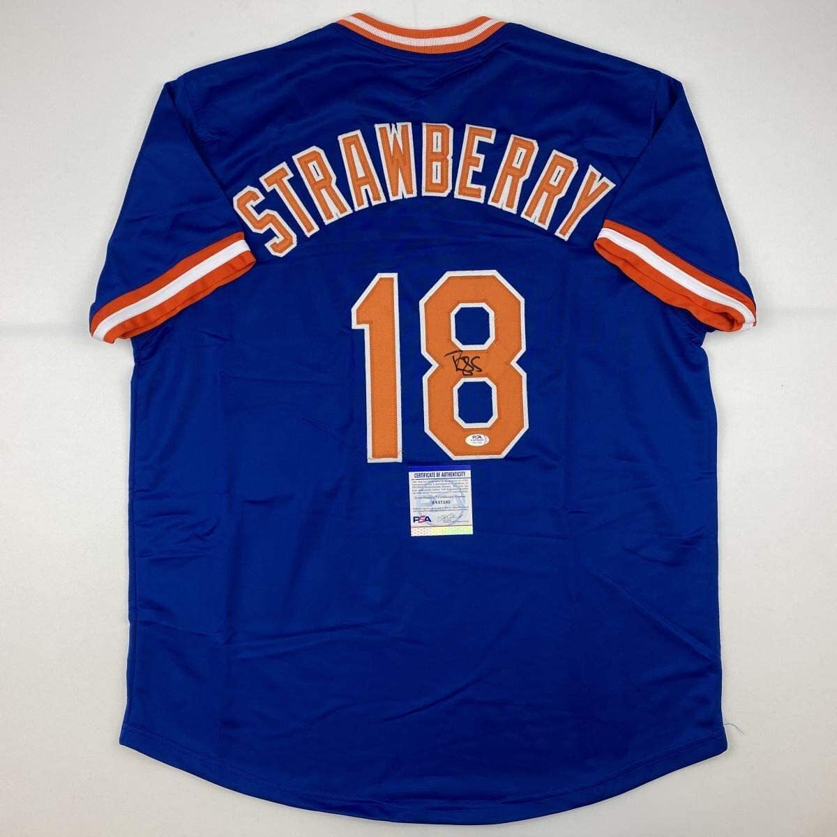 Autographed Darryl Strawberry New York Blue Baseball Jersey