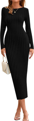 PRETTYGARDEN Ribbed Knit Sweater Dress - Flattering Fall Bodycon
