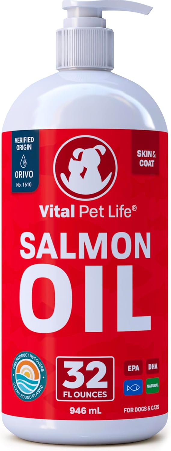 Salmon Oil for Dogs & Cats - Omega 3 EPA DHA Liquid Supplement