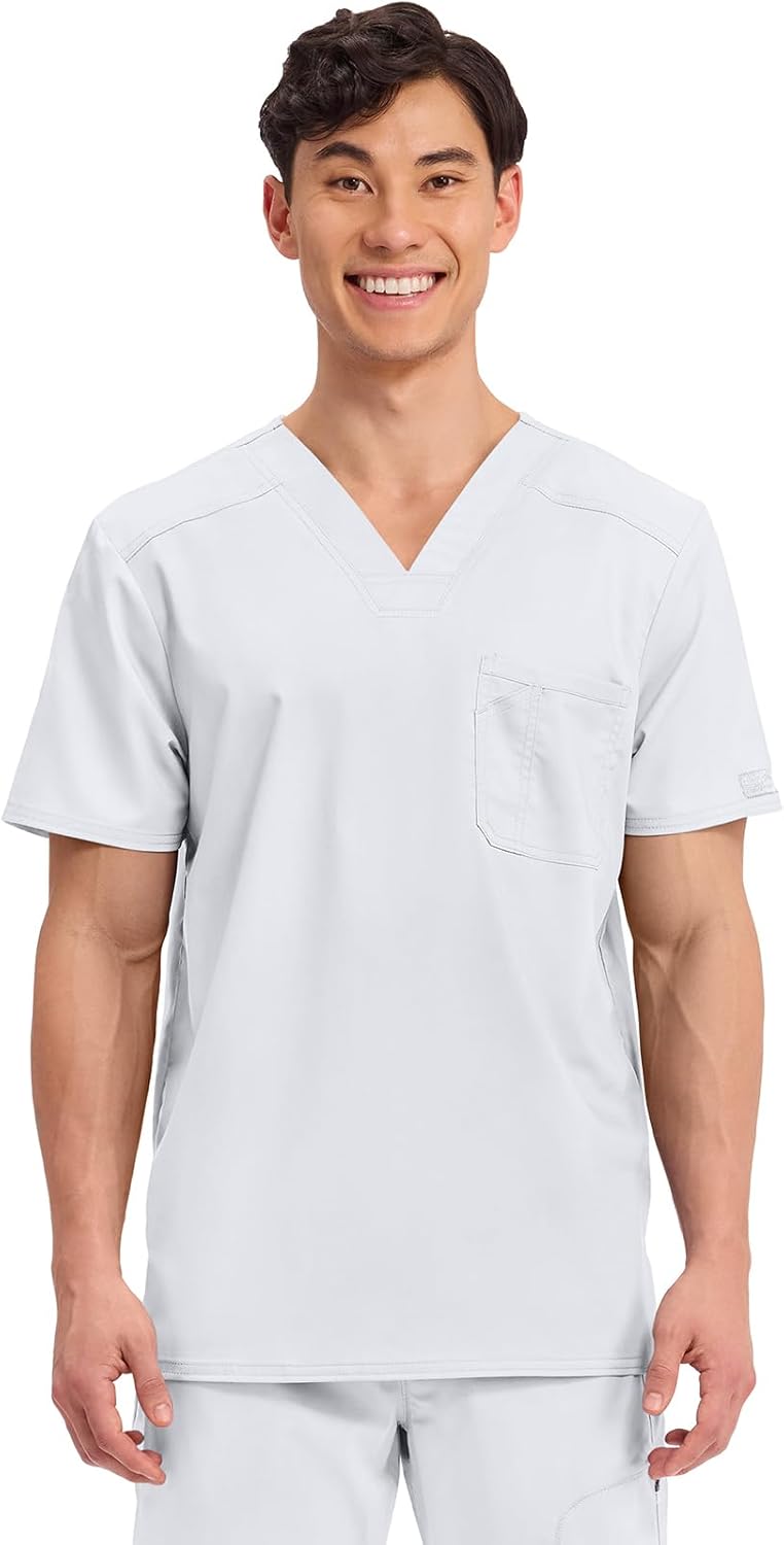 Cherokee Men's Tuckable V-Neck Scrub Top with Chest Pocket