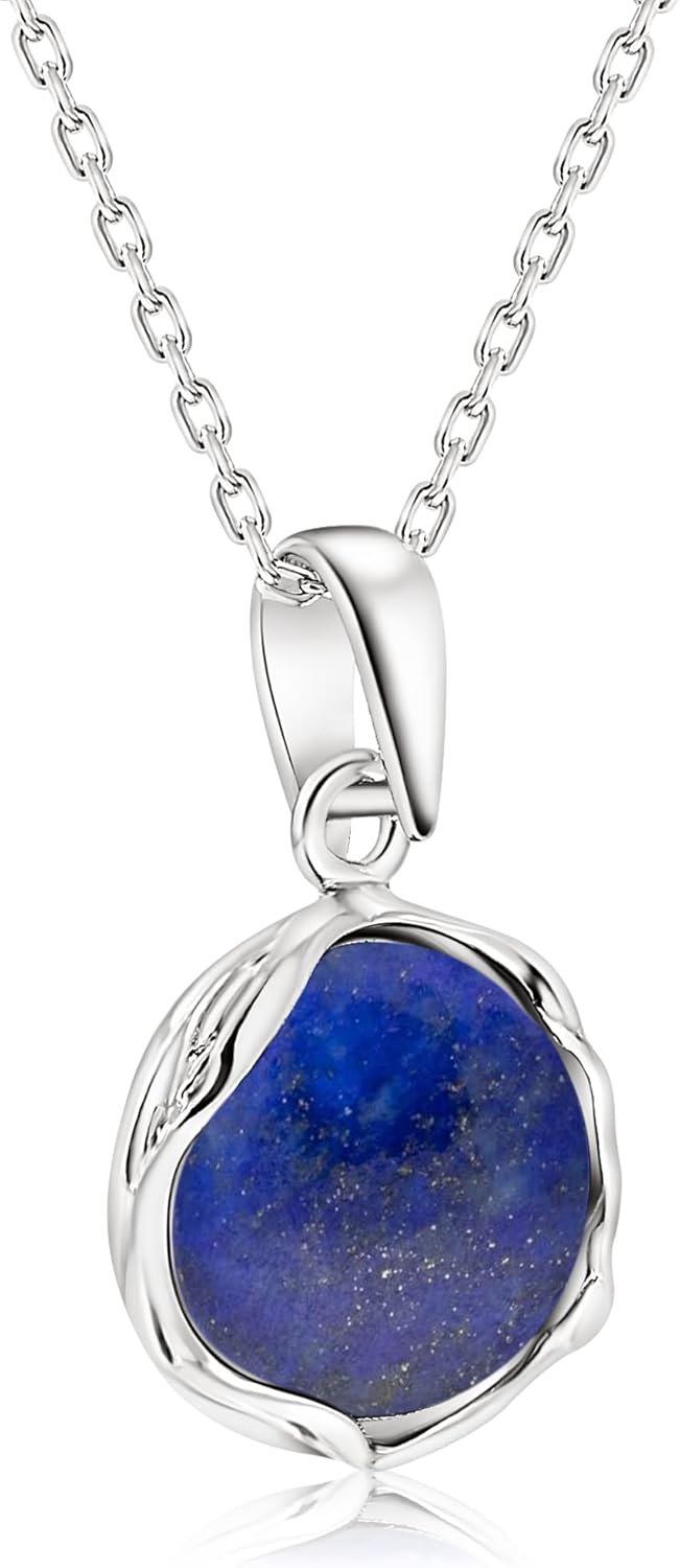 925 Sterling Silver Gemstone Necklace for Women - Minimalist Style