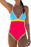 One Piece Swimsuit 2025 Tummy Control Neon Tie Back - Slimming Fit