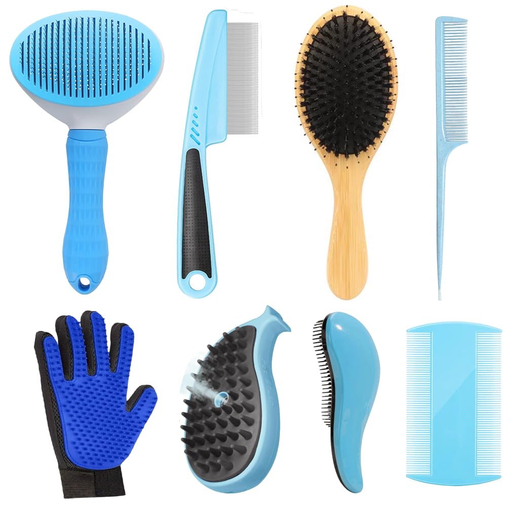 8-In-1 Cat & Dog Grooming Tool Set for Short Hair - Full Kit by Qubccum