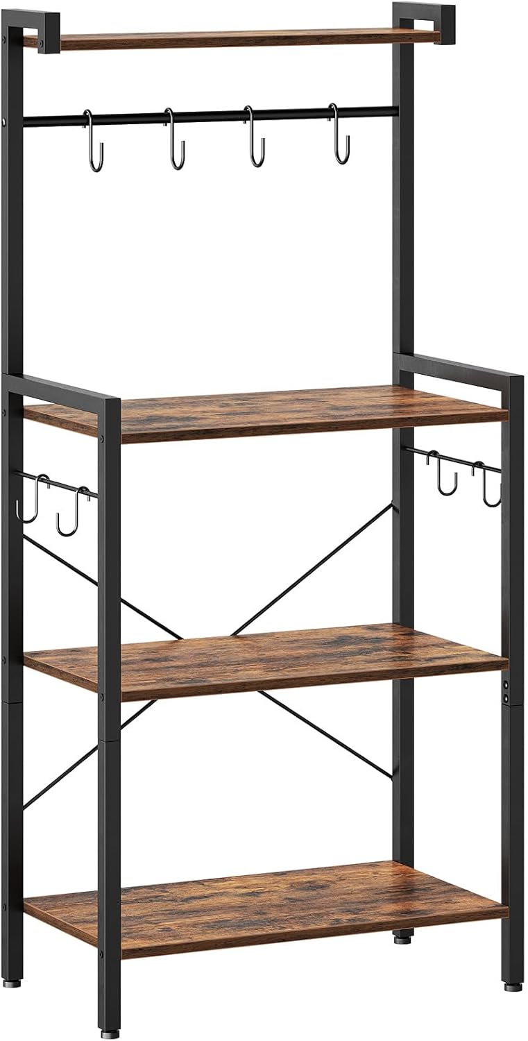 HOOBRO 4-Tier Bakers Rack: Coffee Bar & Microwave Stand