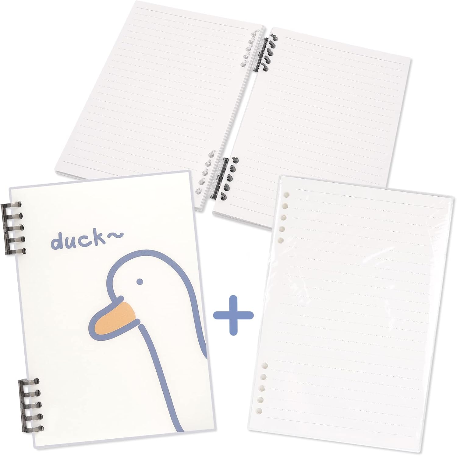 Refillable Spiral Notebook Set - 120 Sheets - College Ruled - Transparent Covers