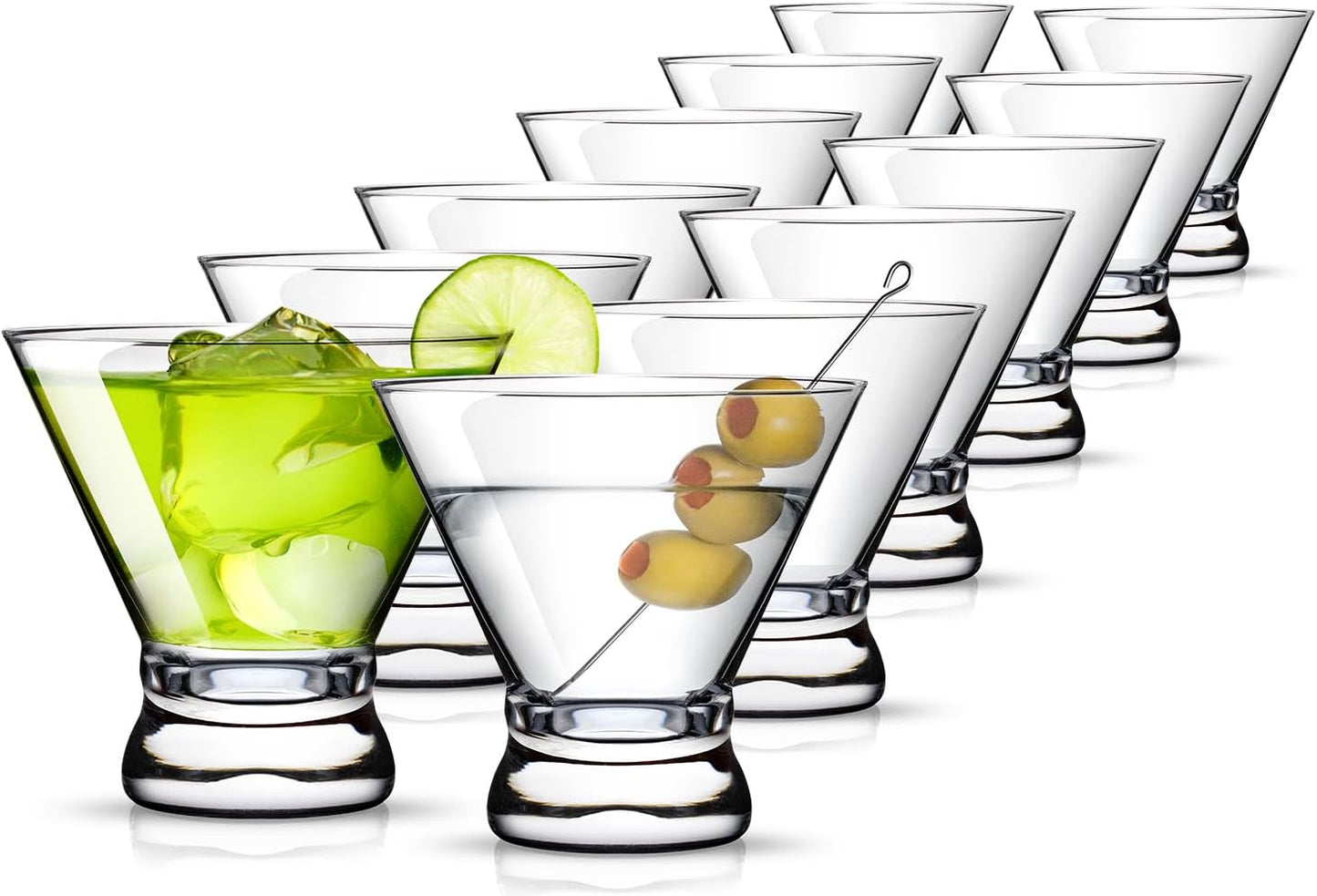 LUNA & MANTHA Stemless Martini Glasses Set of 12 for Parties