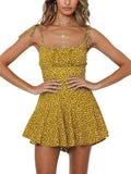 Women's Boho Floral Short Romper - Smocked Wide Leg Summer Fit