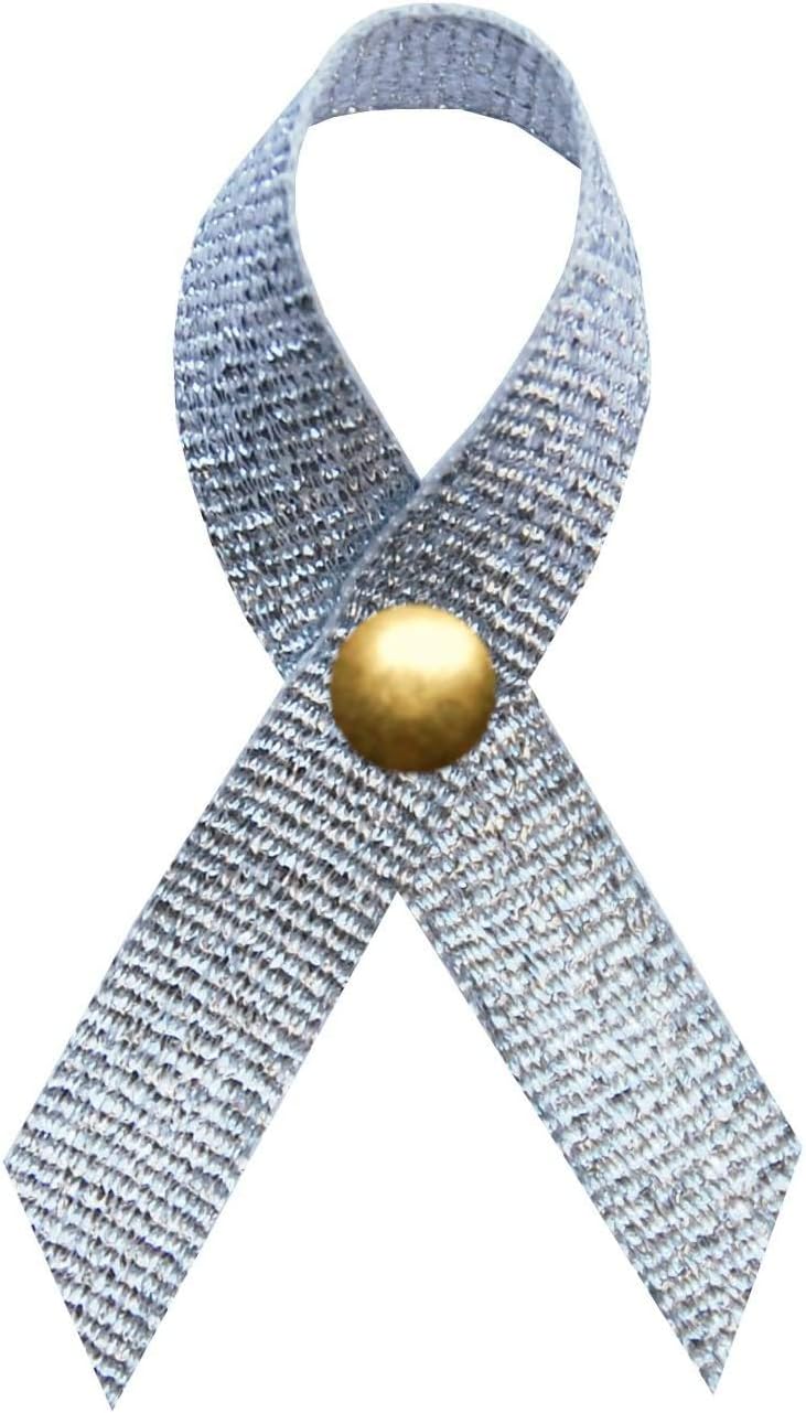 Support USA 250 Silver Tinsel Fabric Awareness Ribbons with Pins