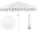 Tracy 9 ft. Scalloped Fringe Market Patio Umbrella - Midcentury Style