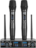 Dual Handheld Wireless Microphone System 262ft Range - Reliable UHF