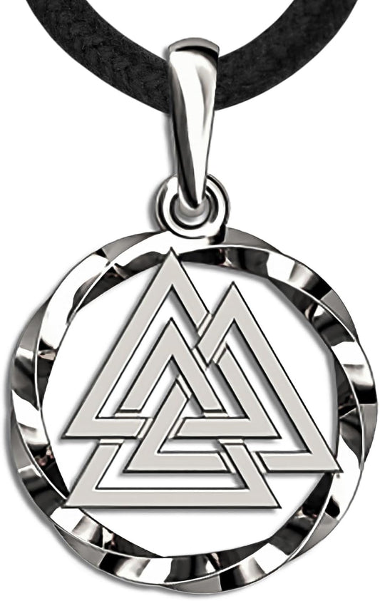 925 Sterling Silver Valknut Viking Necklace - Norse Amulet Gift