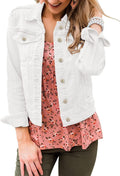 Womens Stretch Blue Denim Trucker Jacket - Lightweight Casual