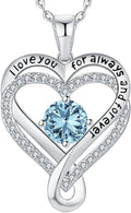 Infinity Heart Birthstone Necklace for Women - I Love You Pendant