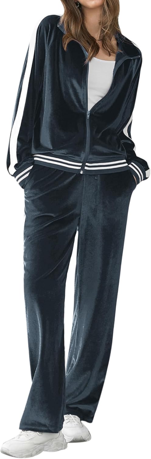 Ekouaer Women's Velvet Velor Tracksuits for Cozy Comfort
