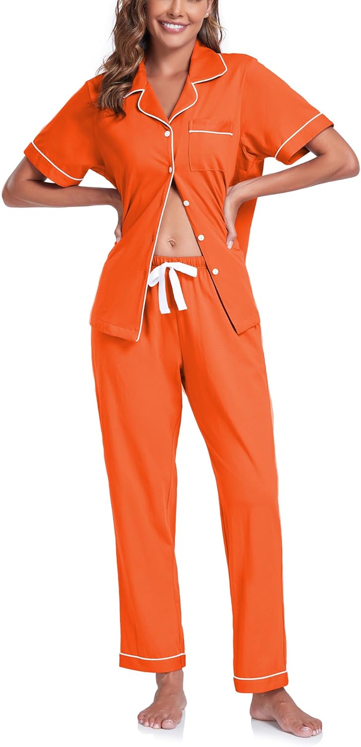 COLORFULLEAF Women's Cotton Pajama Set for Comfortable Sleep