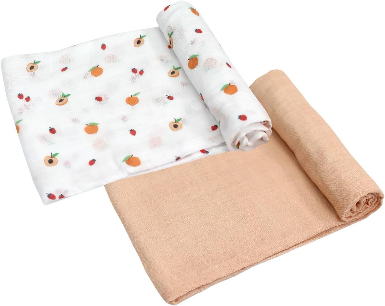 Bamboo Viscose Muslin Baby Swaddle Receiving Blanket in Peach