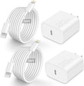 2 Pack iPhone 20W Fast Charger with 10 ft Cable - Long Reach Charging