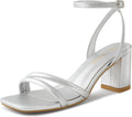 Shoe'N Tale Strappy Heels Square Toe Chunky Block Heels (Style 3BDR)