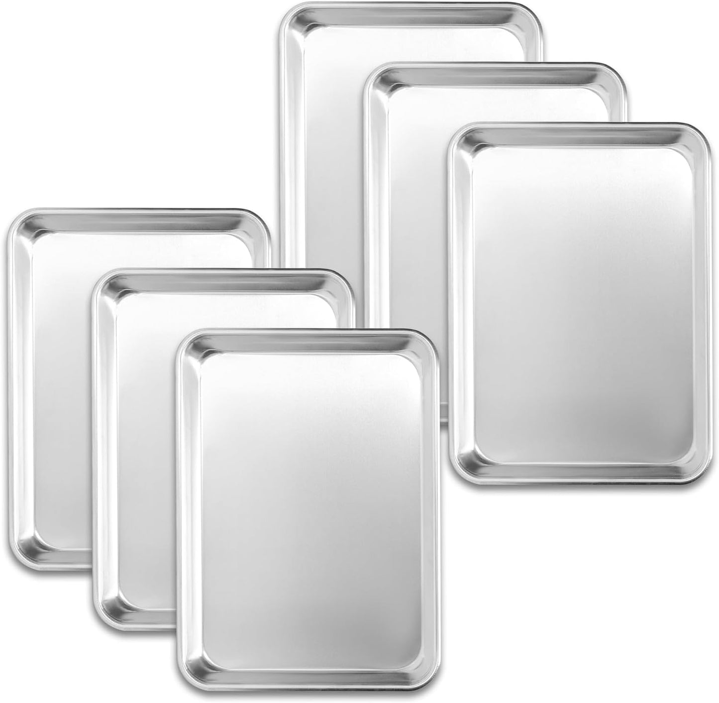 6 Pack Quarter Size Baking Sheet Pans for Perfect Cookies