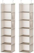 Hanging Closet Organizer 6-Shelf Hanging Storage - Space Saving Beige