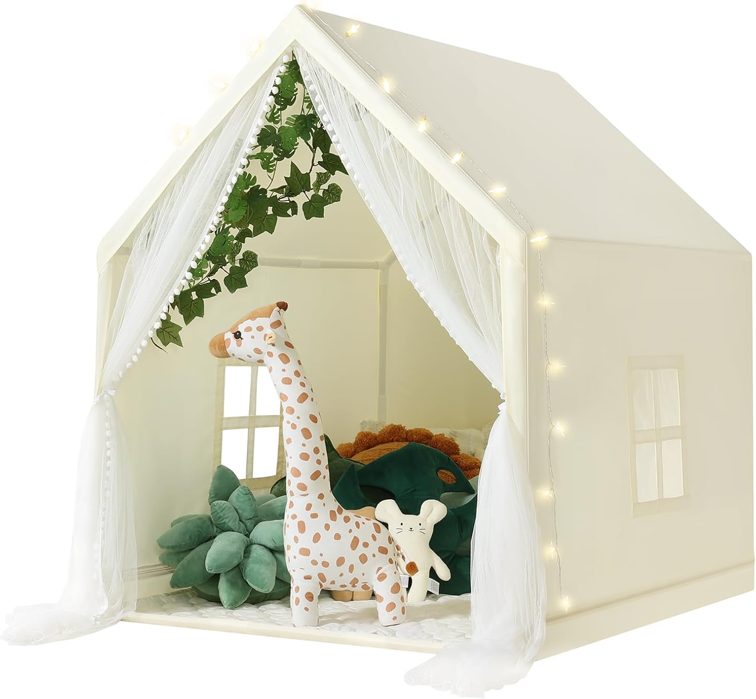 Wilwolfer Kid Tent with Mat and Star Lights for Indoor Fun