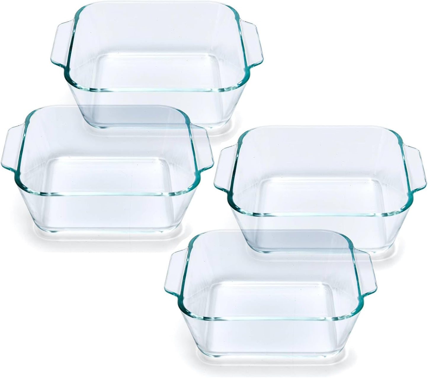 Square Glass Casserole Dishes 4 Pack - Individual Portion Oven/Microwave Safe