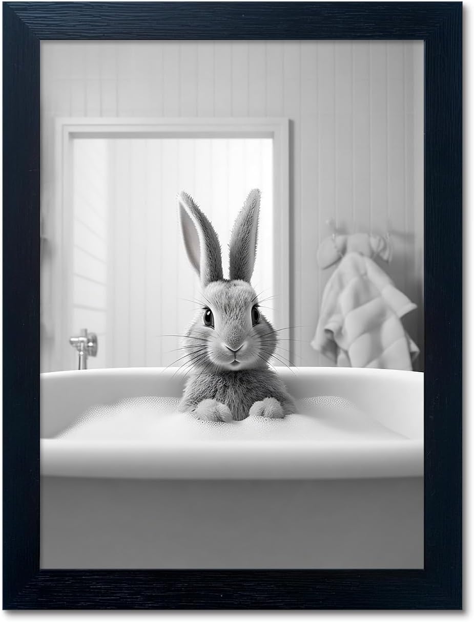 Cute Animal Canvas Print for Kids Bathroom Wall Art Decor