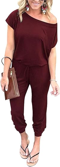 PRETTYGARDEN Women's Loose Solid Off Shoulder Jumpsuit Review