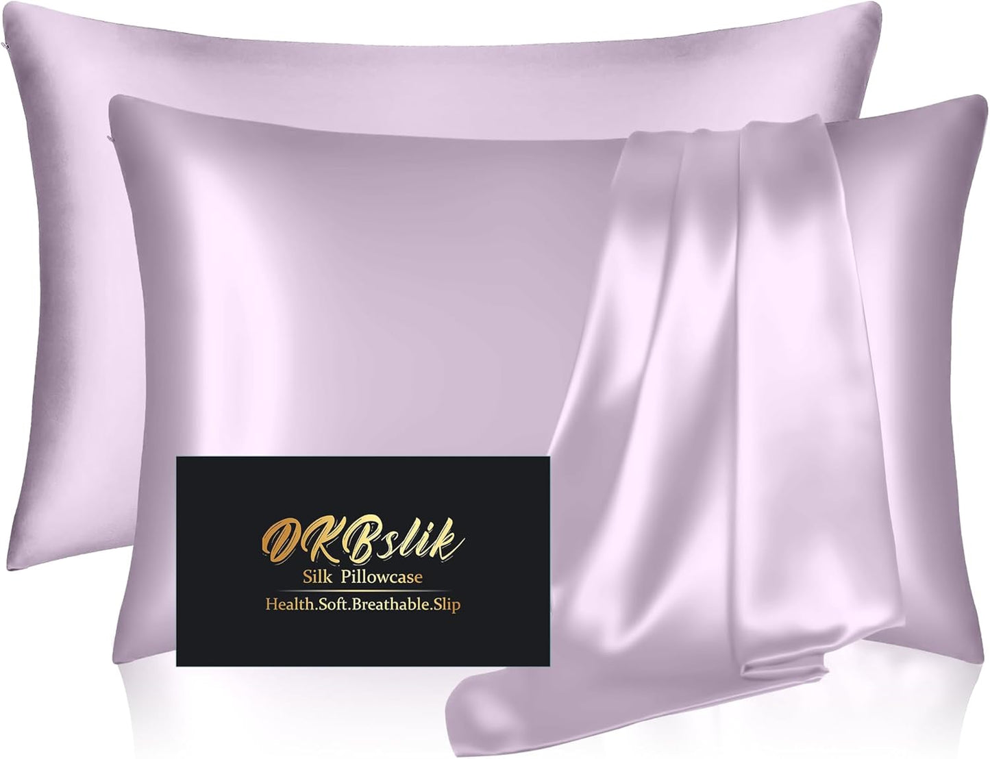 Silk Pillowcase 2 Pack for Hair and Skin, King Size Lavender