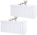 Table Skirt for Rectangle Tables Set of 2 - Fitted Spandex 4 ft