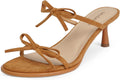 Modatope Two Strap Bow Tie Kitten Heel Sandals for Women - Elegant on