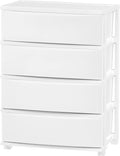 IRIS USA Plastic Drawer Storage Organizer, 4-Drawers - Wide White