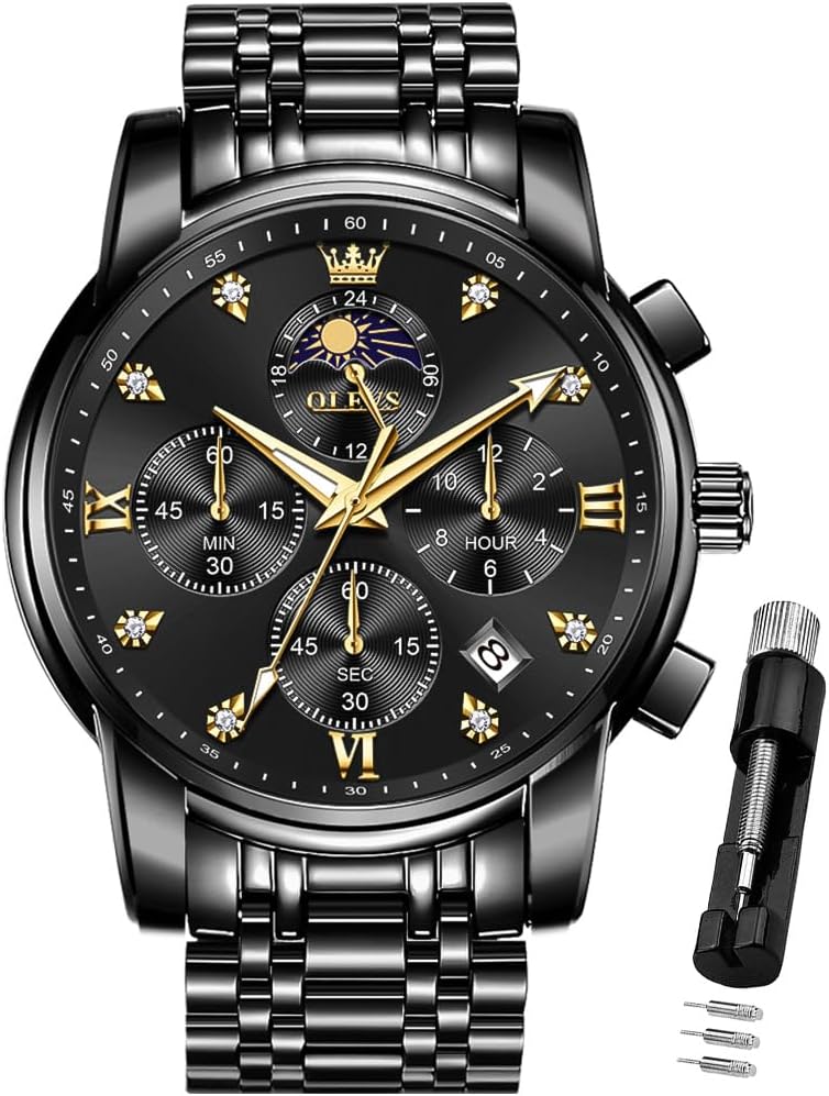 OLEVS Men's Diamond Business Dress Watch: Luxury Two Tone Style