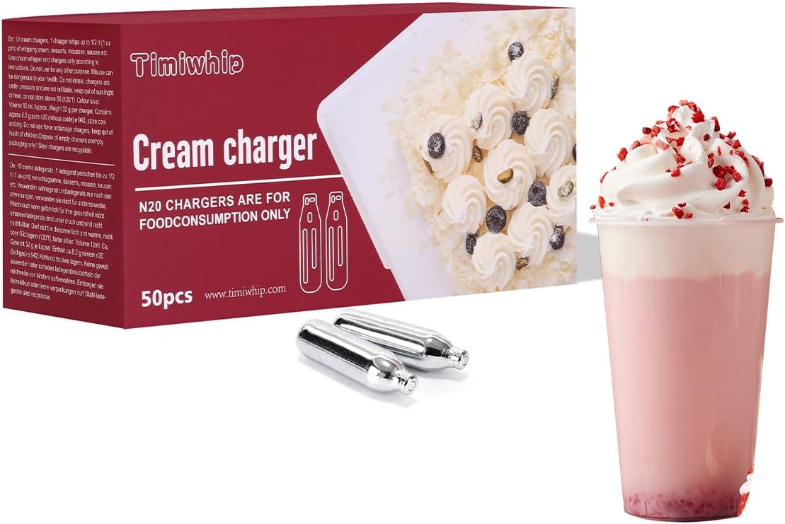 50-Pack Nonwhip N2O Cartridges for Cream Chargers