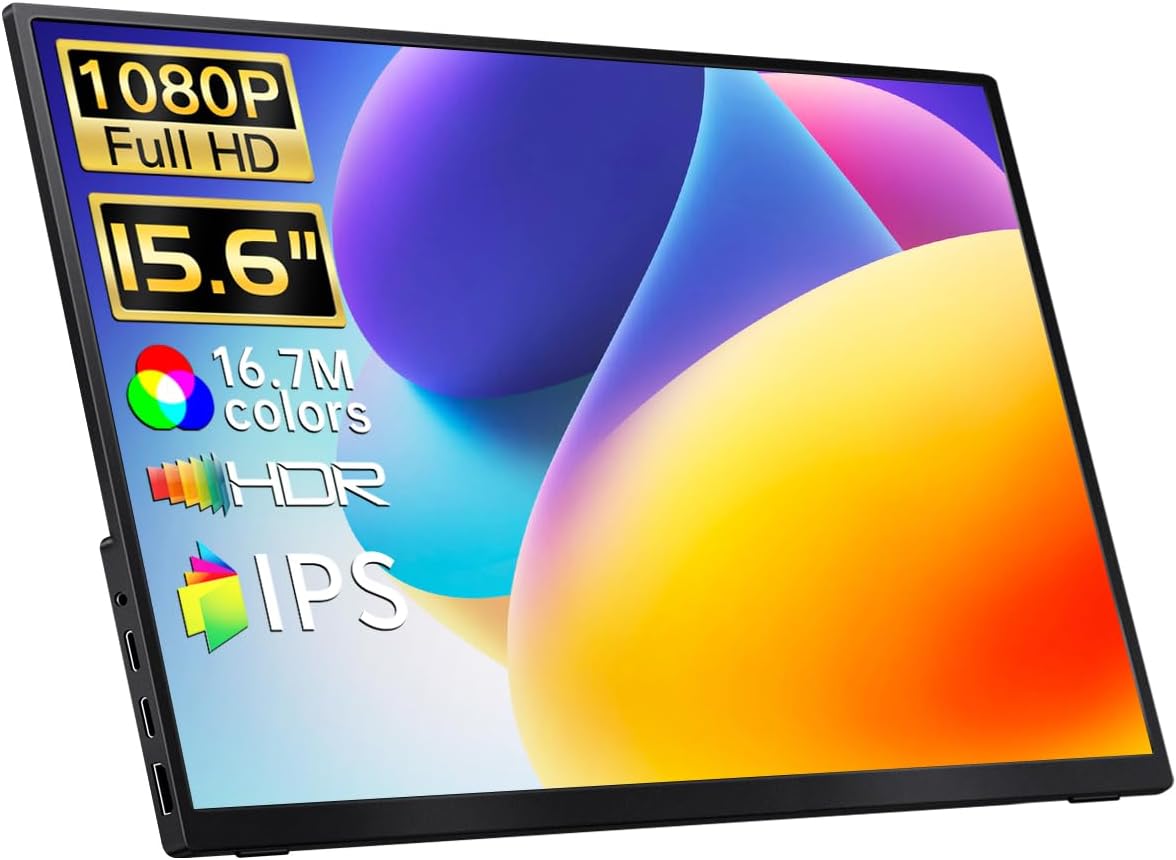 Qunub 1080P FHD Portable Monitor: Slim, Stylish, Everywhere!