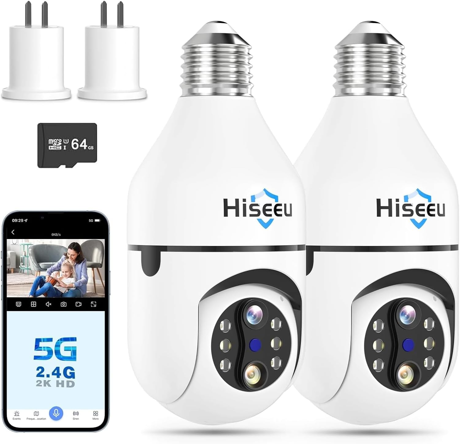 Hiseeu Light Bulb Security Camera with 10X Zoom and Night Vision