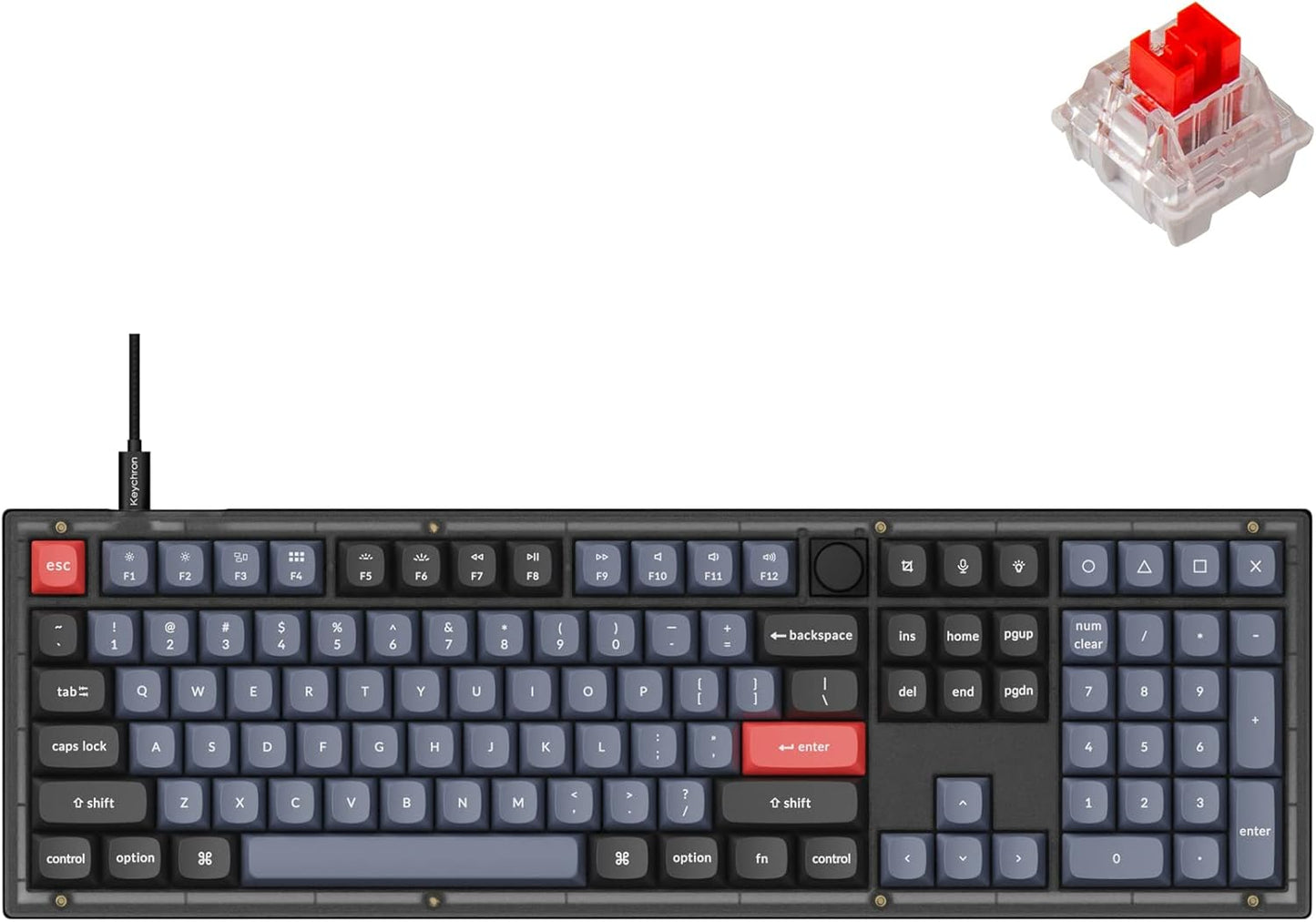Keychron V6 Wired Custom Mechanical Keyboard with Knob Version