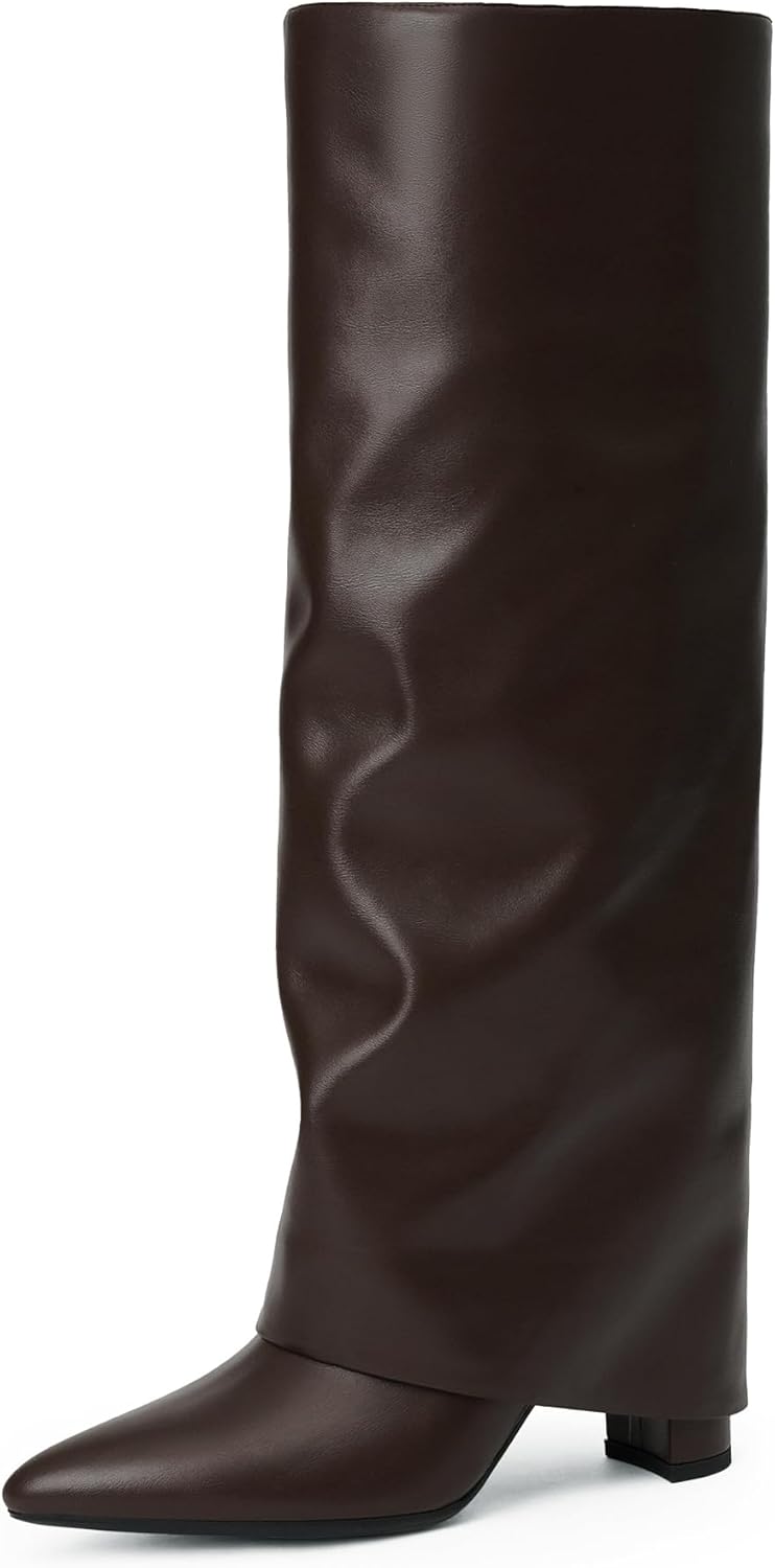 Modatope Knee High Boots for Women with Chunky Heels and Zipper