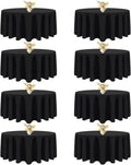 8 Pack Black Round Tablecloths 90 in Table Cloth Cover for Round
