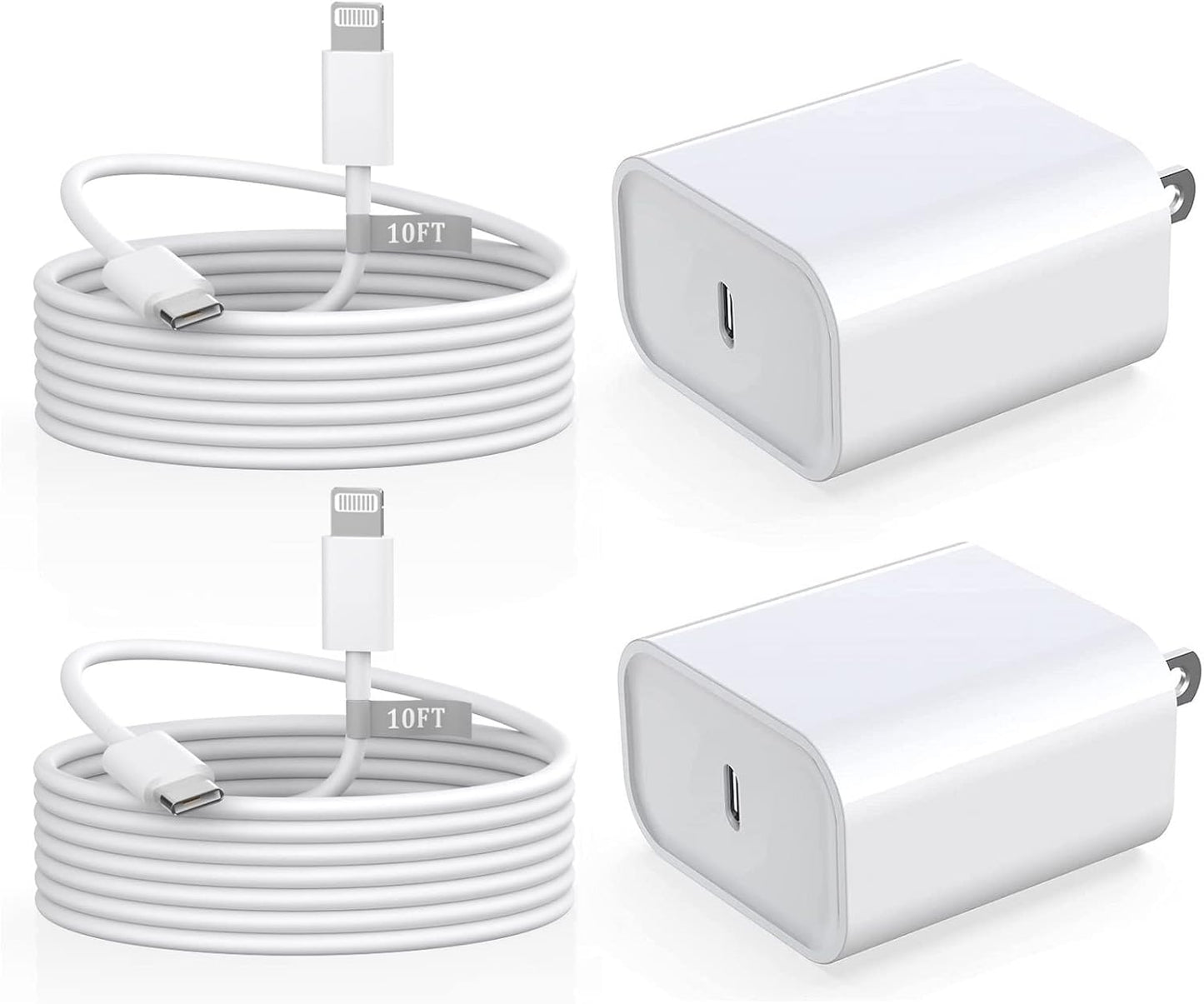 Fast Charge iPhone 2-Pack: 10FT Cable & 20W Block