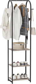 Garment Rack with 3 Shelves and 4 Hooks - Compact All-in-One Organizer