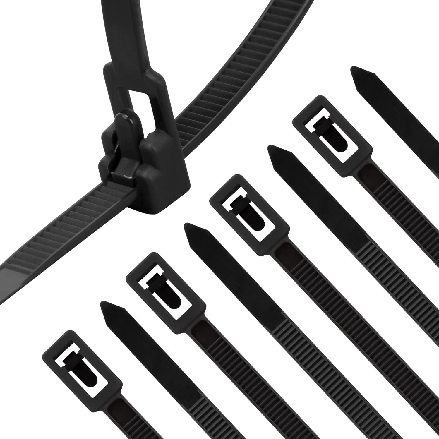 XINGO 100PCS Releasable Cable Zip Ties - Adjustable & Reusable for Indoor/Outdoor Use
