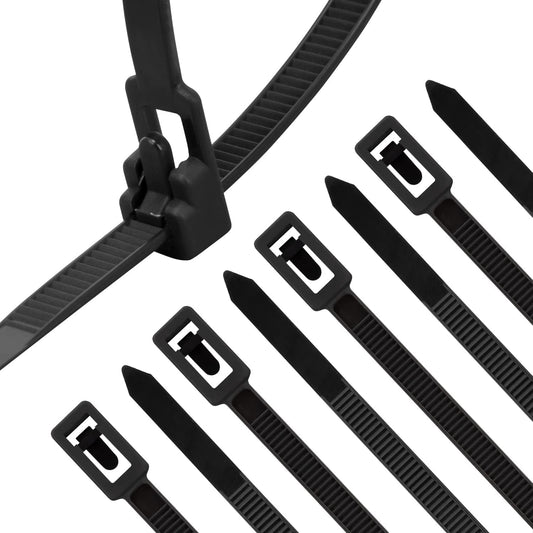 XINGO 100PCS Releasable Cable Zip Ties - Adjustable & Reusable for Indoor/Outdoor Use