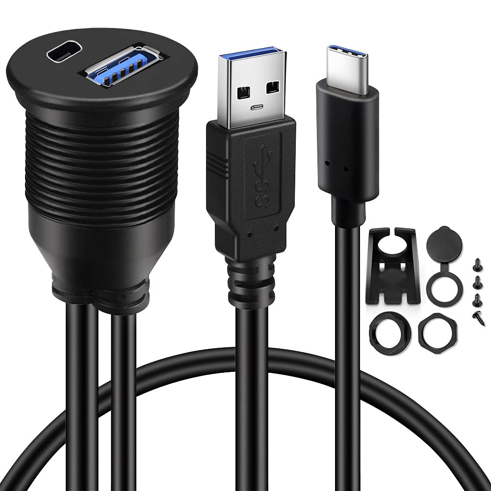 BATIGE 3ft Waterproof USB Car Mount Extension