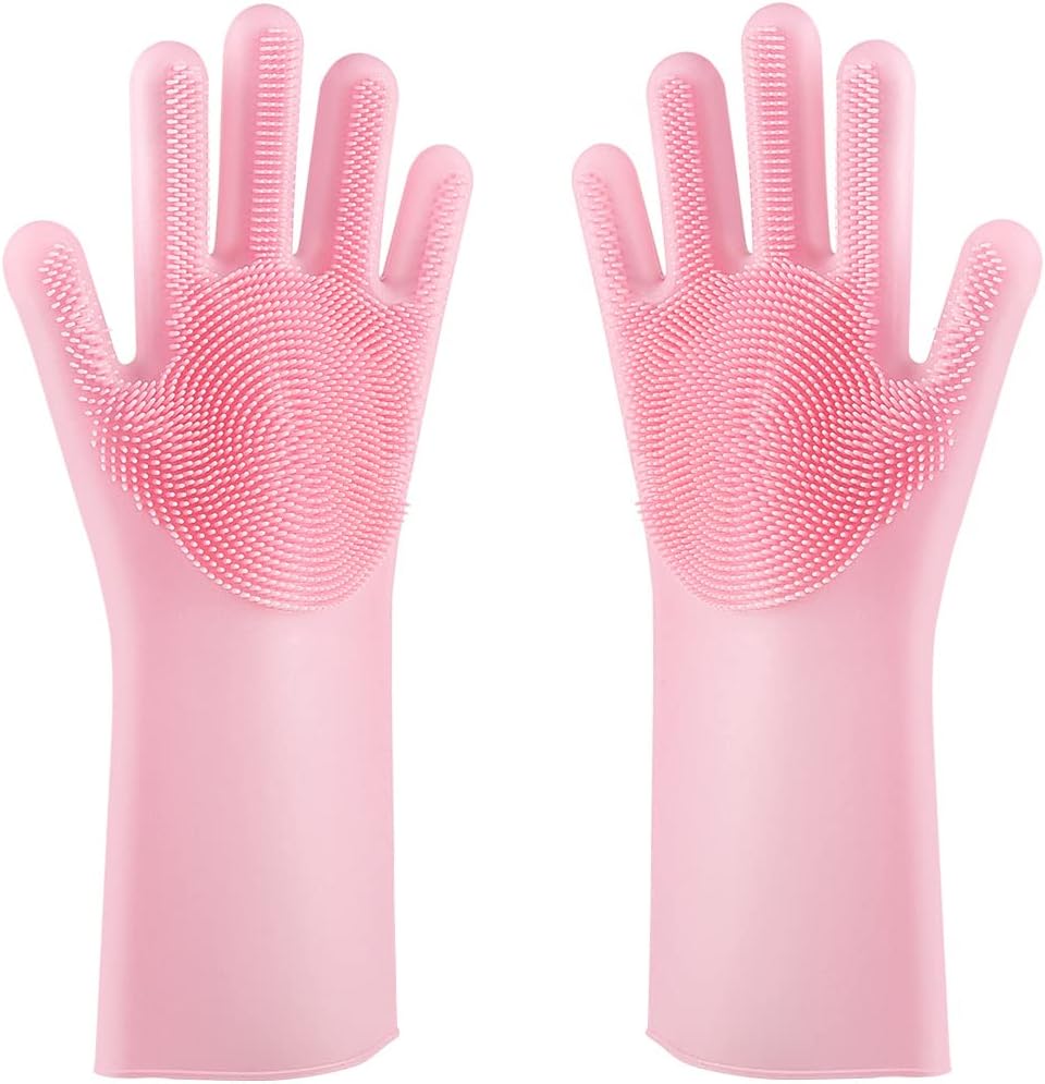 Pink Silicone Cleaning Gloves - Reusable & Versatile