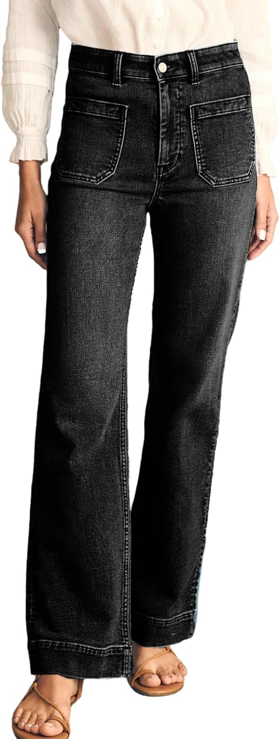 Astylish Women's Wide Leg Jeans High Waisted Stretchy Denim Pants