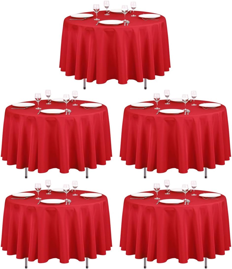 90 Inch Round Tablecloths for Weddings and Parties - Red Set