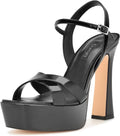 Platform Heels for Women Chunky High Heel Sandals - Glossy Black Style