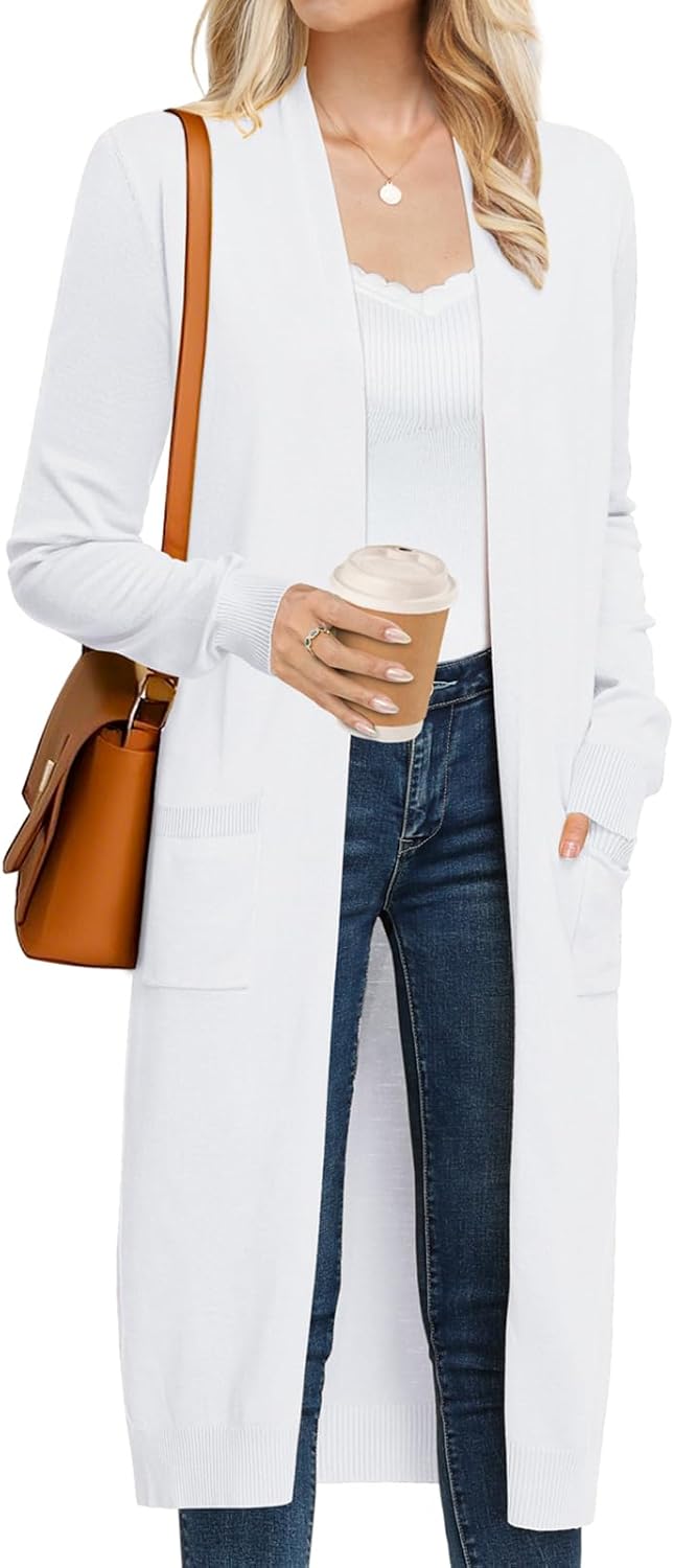 Trendy Long Cardigans for Women - Lightweight Open Front Duster